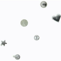 Hotешка сребрена 22G Starвезда и срцев не'рѓосувачки челик со разновидност на носот