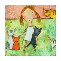 Трговска марка ликовна уметност „Девојче со мачки“ платно уметност од Карла Сонхајм