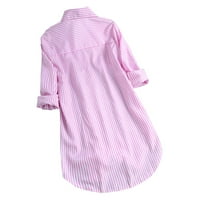 juelianxi жени ленти со долг ракав копче за свртување на јака лабава блуза со топки од врвни кошули