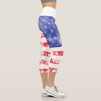 Женско Патриотско Американско Американско Знаме Прилагодено Печатење Исечени Панталони Хеланки Слаби За Трчање Пилатес Јога