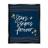 Stuple Industries Stars Stars Stripes Forever Americana Денот на независноста Графичка уметност etет Црна лебдечка врамена платно