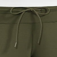 Midенски панталони со средно издигнување на жените со џебови со џебови